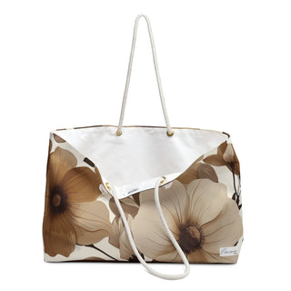 Brown Flowers Weekender Bag