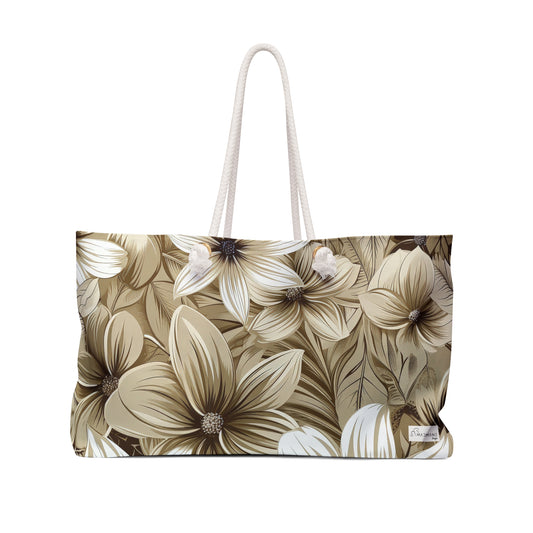 Big Tan Flower Weekender Bag