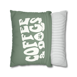 Dogs & Coffee Faux Suede Square Pillow Cover