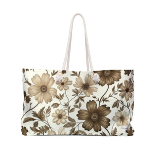 Brown Flowers Weekender Bag