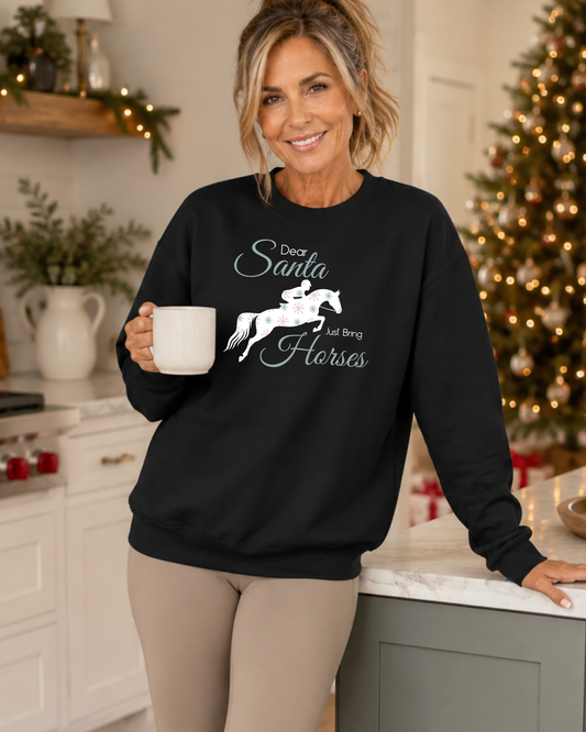 Dear Santa Bring Horses Jump Graphic Sweatshirt