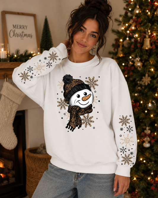 Snowman Chocolate Hat - Sleeves Graphic Sweatshirt