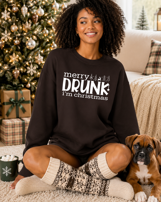 Merry Drunk Im Christmas Graphic Sweatshirt