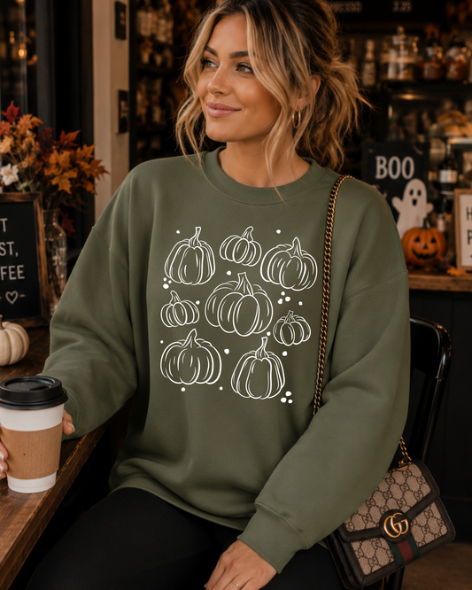 Pumpkin Outlines Graphic Sweatshirt