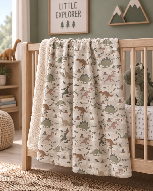 Dinosaur Sherpa Fleece Blanket