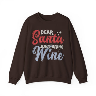 Dear Santa Just Bring Wine Graphic Crewneck Sweatshirt