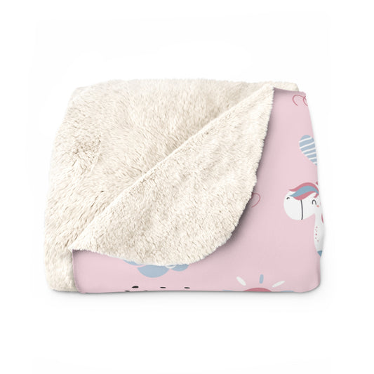 Personalized Pony Balloon Sherpa Fleece Blanket