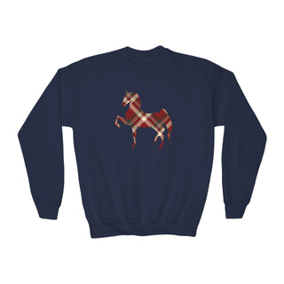 Plaid Christmas Horse Graphic Sweatshirt