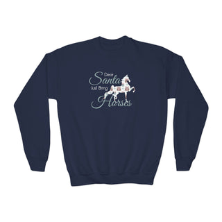 Dear Santa Just Bring Horses Youth Crewneck Sweatshirt