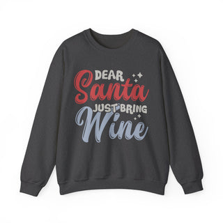 Dear Santa Just Bring Wine Graphic Crewneck Sweatshirt
