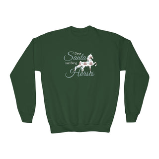 Dear Santa Just Bring Horses Youth Crewneck Sweatshirt