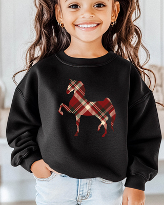 Plaid Christmas Horse Graphic Sweatshirt