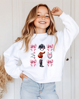 Horse Girl Crochet Youth Crewneck Sweatshirt