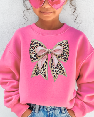 Animal Print Crochet Youth Crewneck Sweatshirt