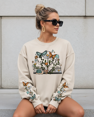Books & Butterflies Crewneck Sweatshirt - Sleeves