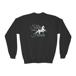 Dear Santa Just Bring Horses Youth Crewneck Sweatshirt