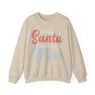 Dear Santa Just Bring Wine Graphic Crewneck Sweatshirt