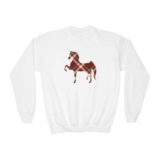 Plaid Christmas Horse Graphic Sweatshirt