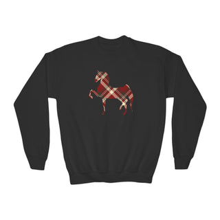 Plaid Christmas Horse Graphic Sweatshirt