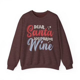 Dear Santa Just Bring Wine Graphic Crewneck Sweatshirt
