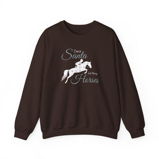 Dear Santa Bring Horses Jump Crewneck Sweatshirt