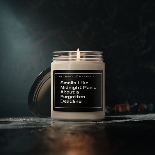 Smells Like Midnight Panic About a Forgotten Deadline Soy Candle