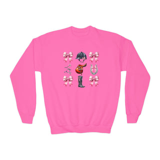 Horse Girl Crochet Youth Crewneck Sweatshirt