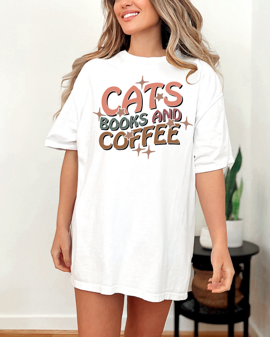 Cats, Books, Coffee Graphic T Shirt
