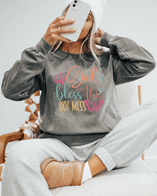 God Bless Hot Mess Graphic Sweatshirt
