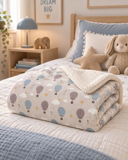 Hot Air Balloon Sherpa Fleece Blanket