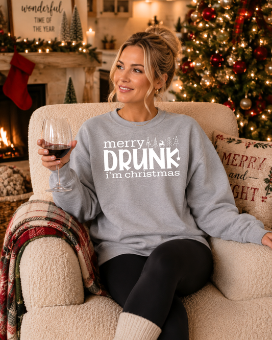 Merry Drunk Im Christmas Graphic Sweatshirt