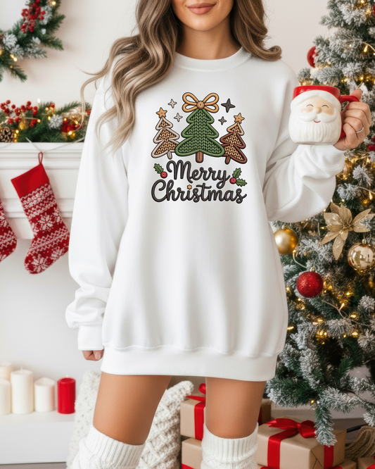 Merry Christmas Faux Yarn Graphic Sweatshirt