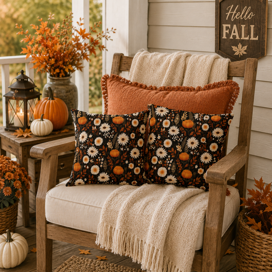 Pumpkin Daisy Pillow Cover