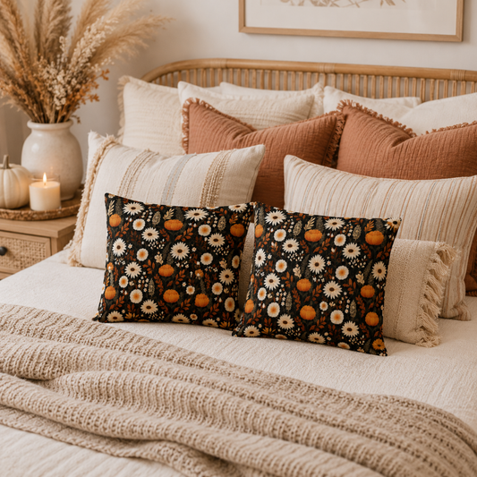 Pumpkin Daisy Pillow Cover