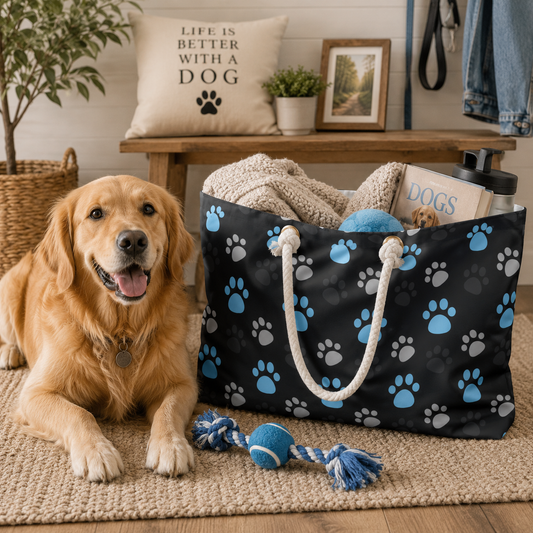 Blue Dog Paw Weekender Bag