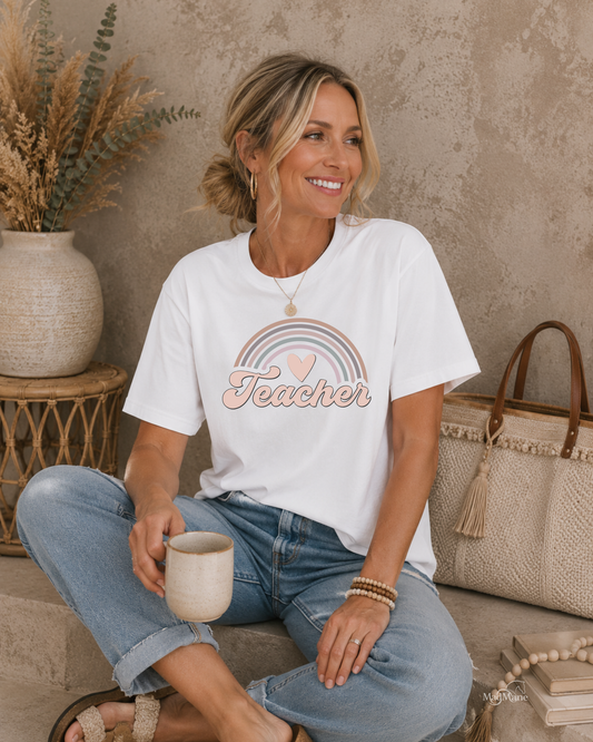Teacher Rainbow Graphic T-Shirt
