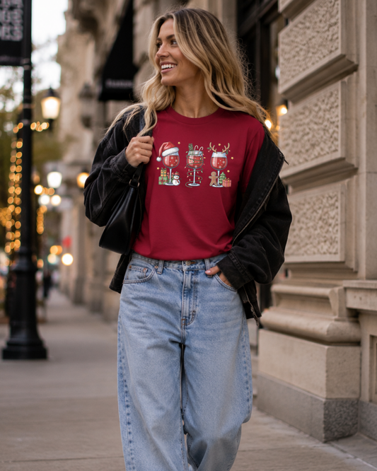 Christmas Wine Glass Graphic Tee