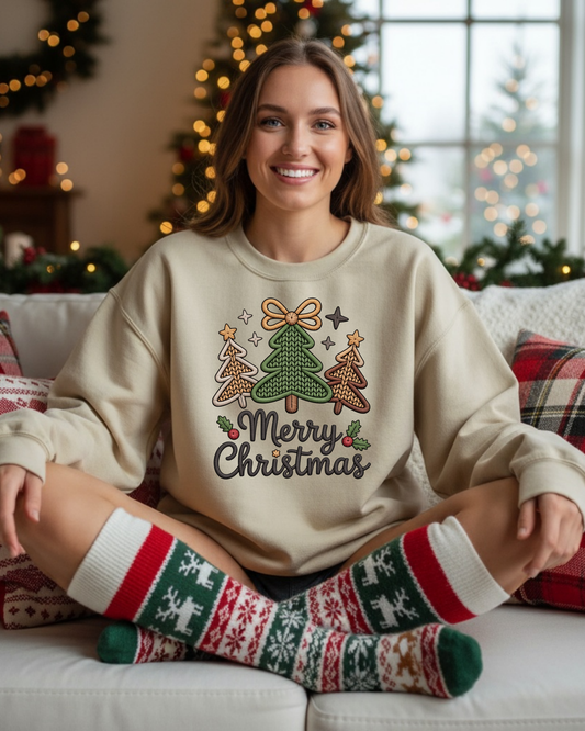 Merry Christmas Faux Yarn Graphic Sweatshirt
