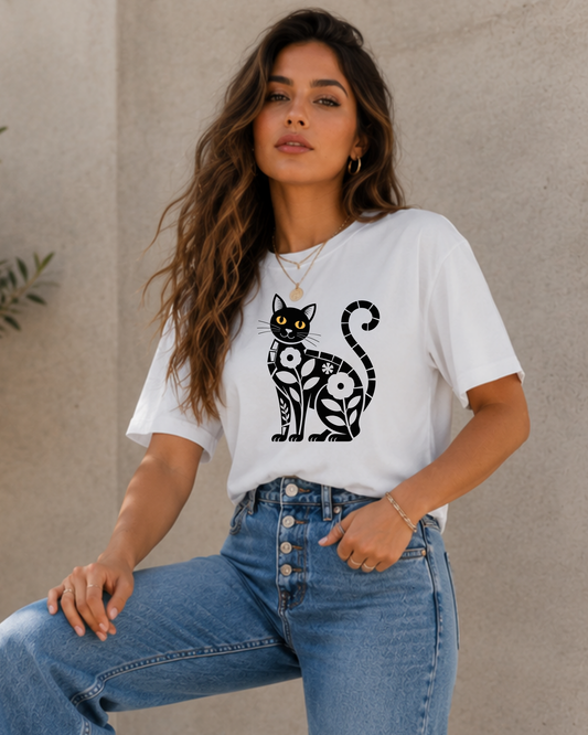 Black Cat Graphic T Shirt
