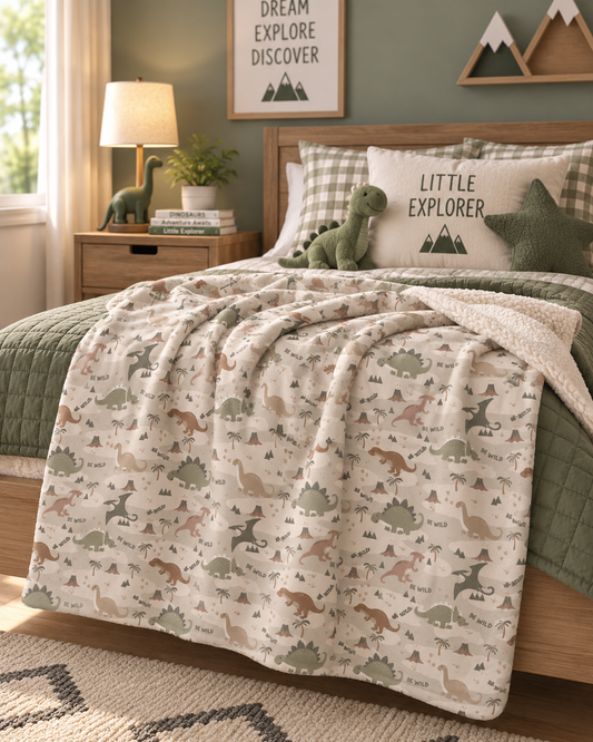 Dinosaur Sherpa Fleece Blanket