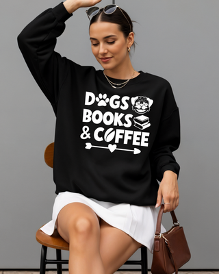 Books Dogs Coffee Graphic Sweatshirt