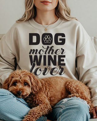 Dog Mother Wine Lover Graphic Sweatshirt