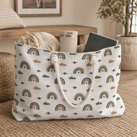 Boho Green Rainbow Weekender Bag